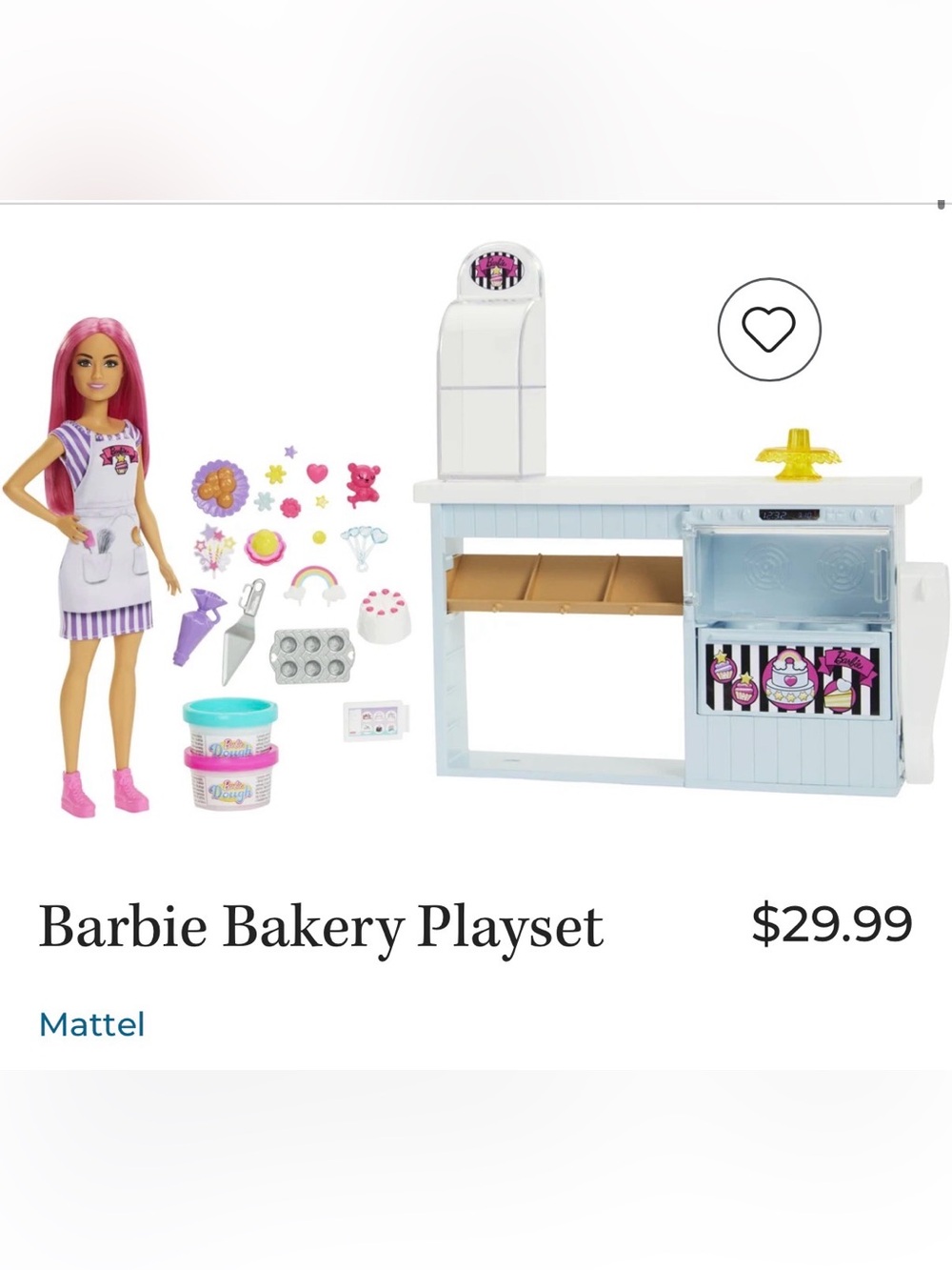 Barbie Pastel Bakery Counter Playset - Pink, Light Blue & White